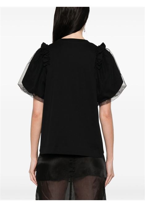 Black flower-embellished T-shirt Simone Rocha - women SIMONE ROCHA | 5179TB0553BLK